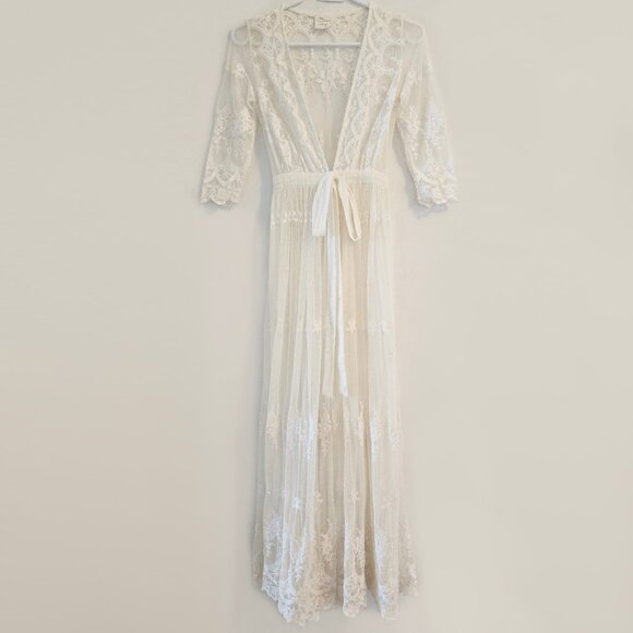 Spell & the Gypsy Bride Canyon Moon Mesh Duster Kimono Cape Robe White XS b199 - Picture 2 of 16